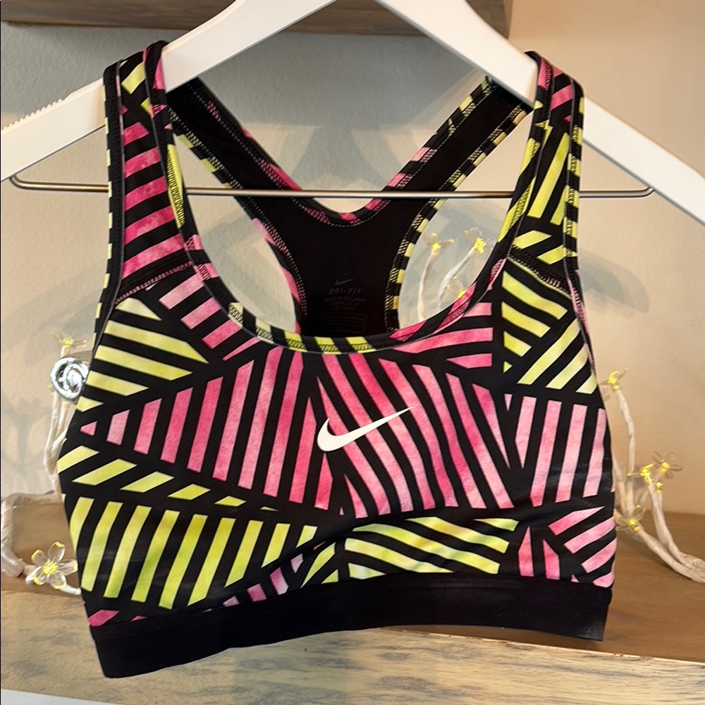 Nike Women's Black and Pink Sports Bra